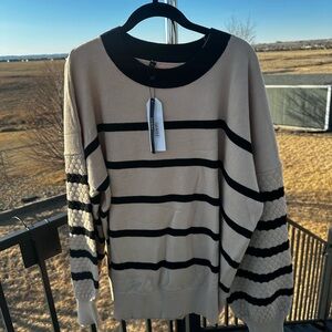 Saukole Striped Beige and Black Sweater